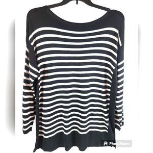 Chaps Classics, Women's black and White Stripes sweater. Boat neck, Sz 1X
